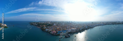 Aerial view of Mombasa City in the coast of Kenya, East Africa