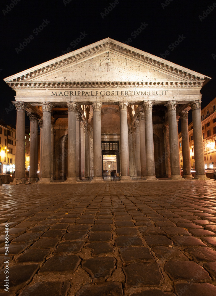 rome, italy, architecture, city center at night with backlight.