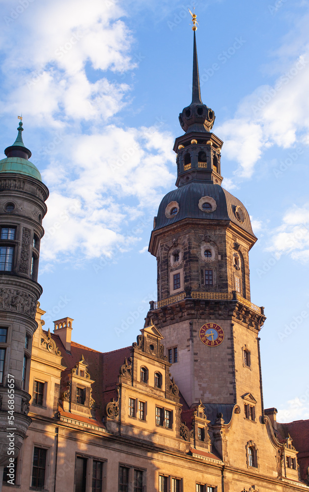Obraz premium beautiful architecture and cathedrals of the central part of the city of Dresden, Germany.