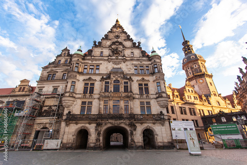 beautiful architecture and cathedrals of the central part of the city of Dresden, Germany.