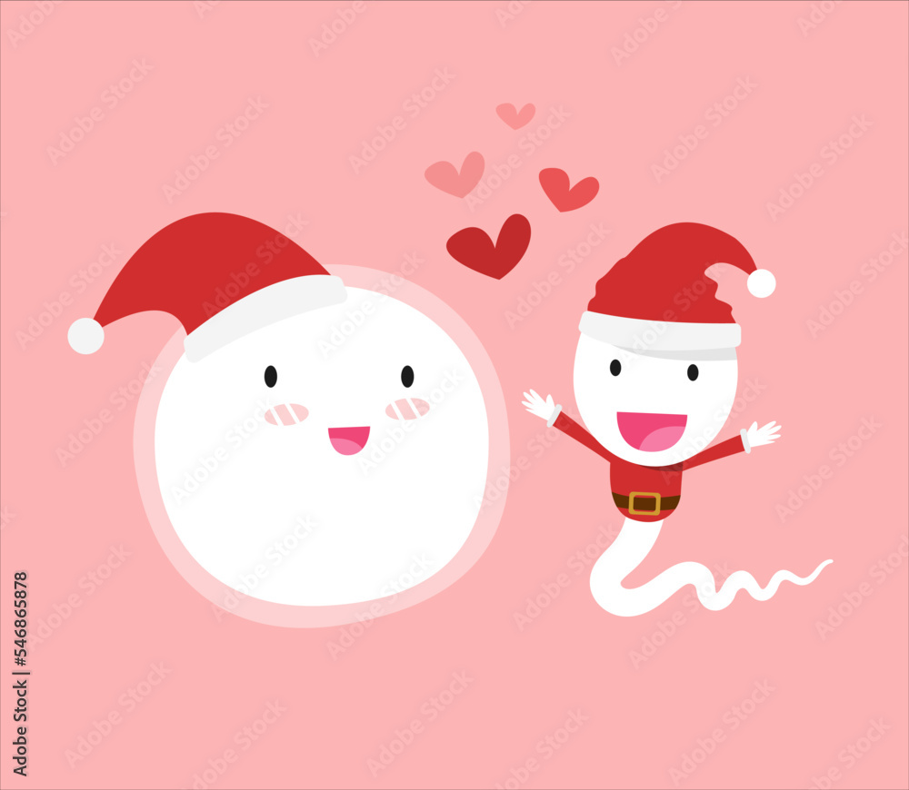 sperm and egg human with christmas celebration costume sperm and egg human with christmas celebration costume