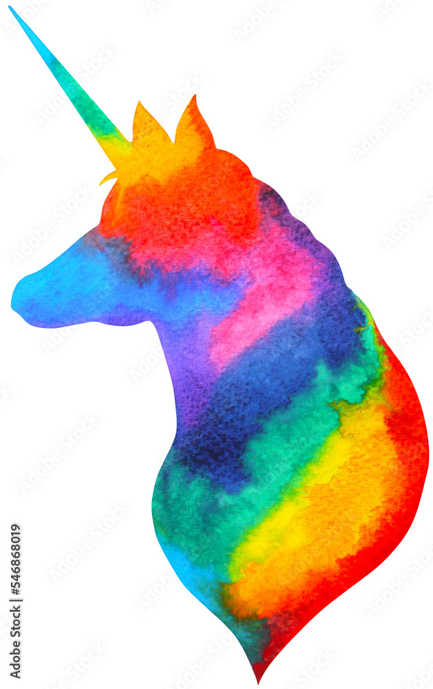 rainbow unicorn watercolor painting hand drawing fantasy illustration design