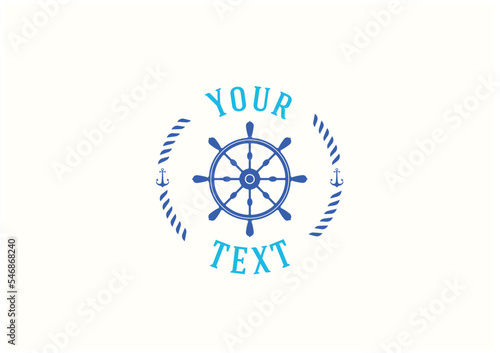 Sailing wheel logo concept, flat vector design