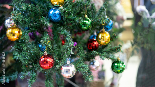 pine tree decoration, christmas decorations, home decoration, blurred background