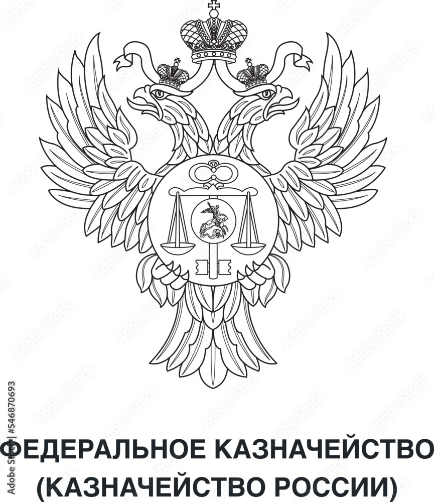 Obraz premium Emblem of the Federal Treasury of the Russian Federation. Logo in vector linear isolated on white background.