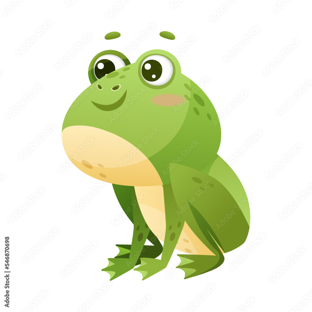 Cute Green Leaping Frog Character Sitting and Smiling Vector Illustration Cute Green Leaping Frog Character Sitting and Smiling Vector Illustration