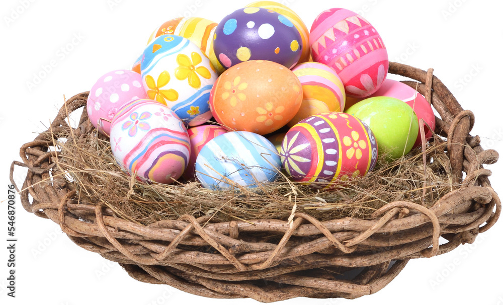 Obraz premium Happy Easter day eggs in nest
