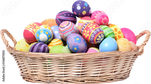 Happy Easter day colorful eggs in basket