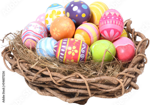 Canvas Print Happy Easter day eggs in nest
