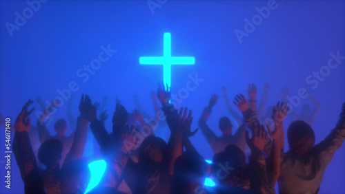 Wallpaper Mural concept christian worship christian people and praise God 3D render Torontodigital.ca
