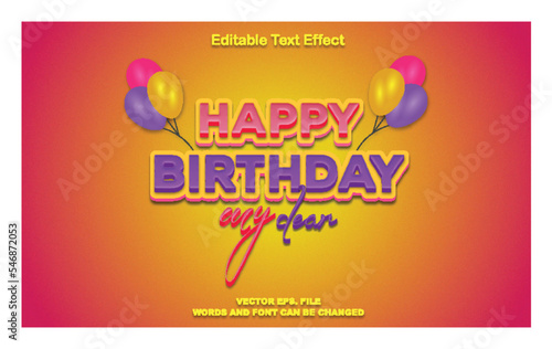 happy birthday, happy birthday text effect, happy birthday premium editable vector text effect, 3D Happy Birthday Text Style