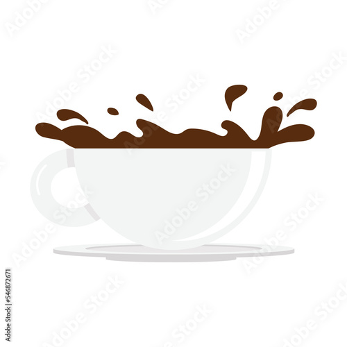 splashing coffee of  White ceramic cup vector