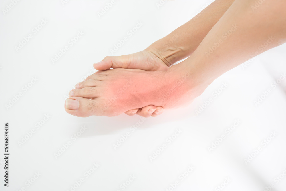 Pain and sprain of the muscles of the feet and ankles, human body, on white background. Pain and sprain of the muscles of the feet and ankles, human body, on white background.