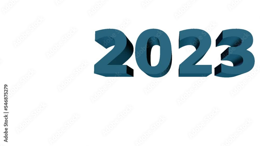 scrolling text 2023 on white background,3D animation scrolling text 2023 on white background,3D animation