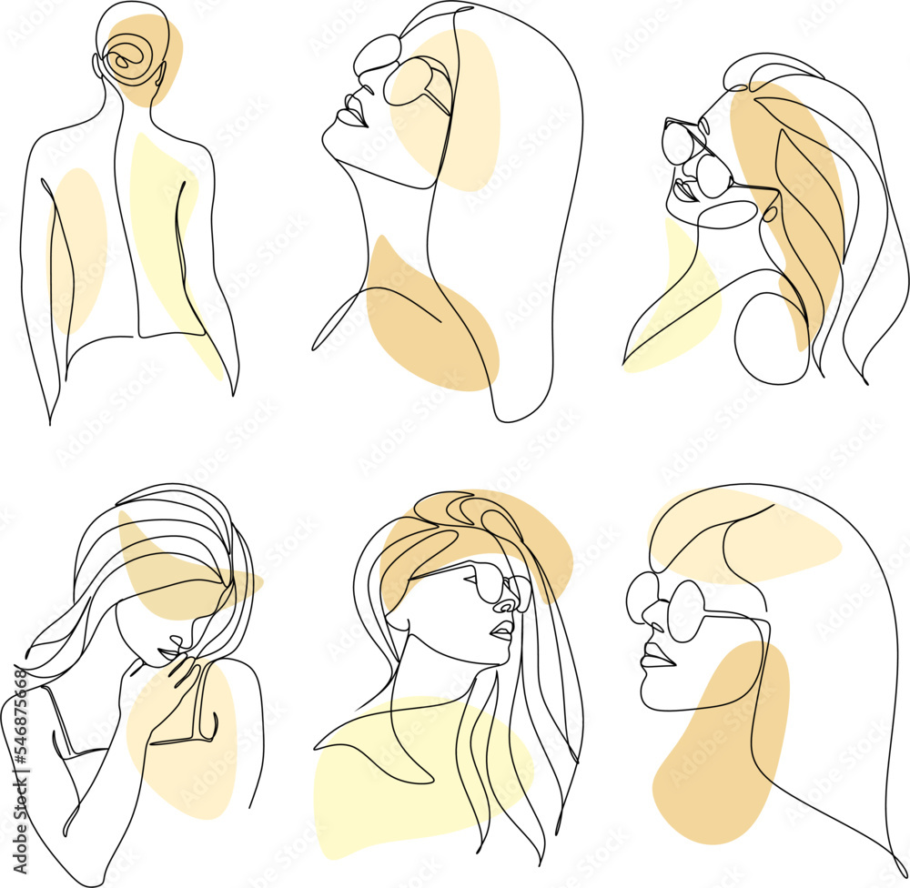 Abstract Woman Body Line Art Drawing Set. Female Silhouette One Line Drawing. Women Vector Illustration Minimalistic Style for Modern Design: Prints, Wall Art, Posters, Social Media.