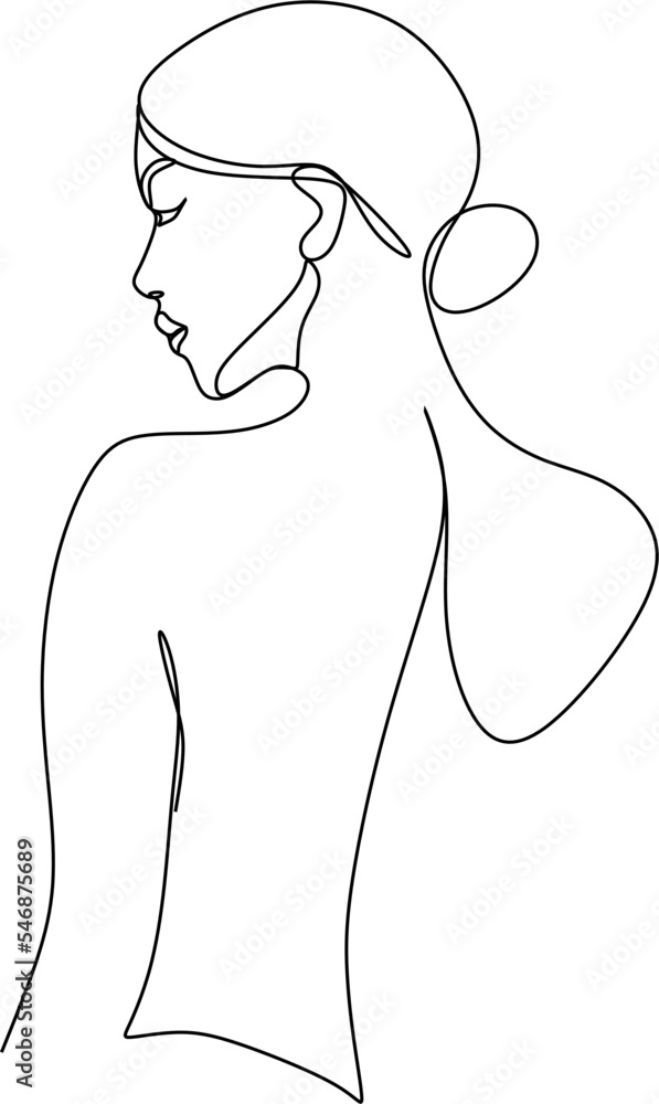 Abstract female body. Female silhouette one line drawing. Feminine