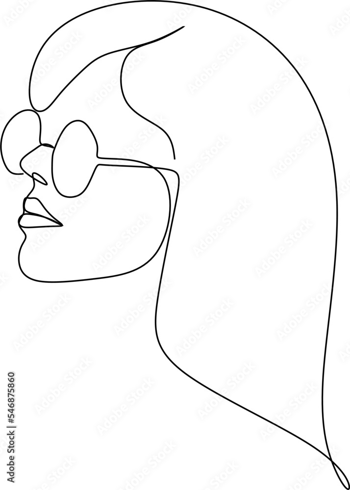 Continuous line, drawing of set faces and hairstyle, fashion concept, woman beauty minimalist, vector illustration Continuous line, drawing of set faces and hairstyle, fashion concept, woman beauty minimalist, vector illustration