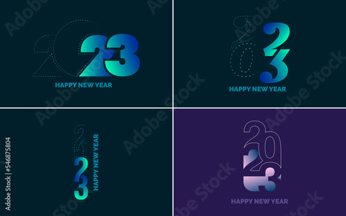 Big Set of 2023 Happy New Year logo text design. 2023 number design template. Collection of 2023 Happy New Year symbols. New Year Vector illustration © Muhammad