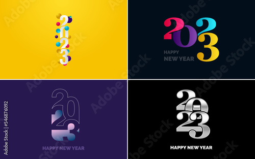 Happy New Year 2023 text design. Cover of business diary for 2023 with wishes. Brochure design template. card. banner. New Year Vector illustration
