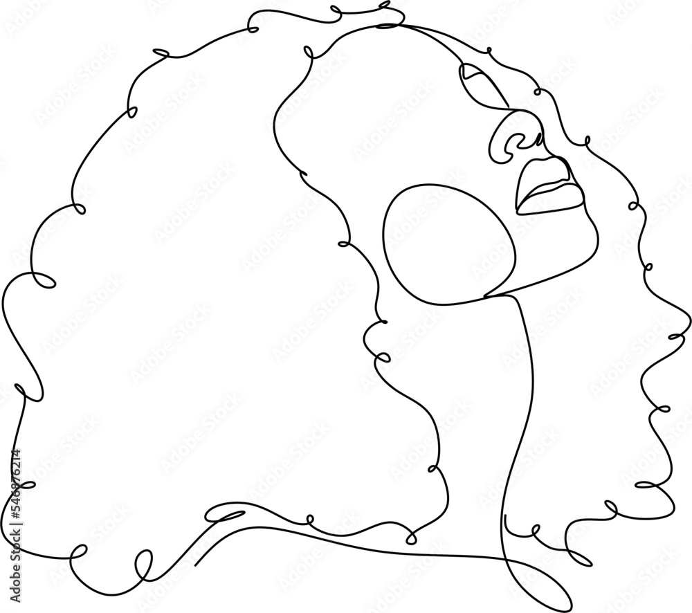 Line Art Woman Face Drawing Black Stock Vector (Royalty, 44 OFF