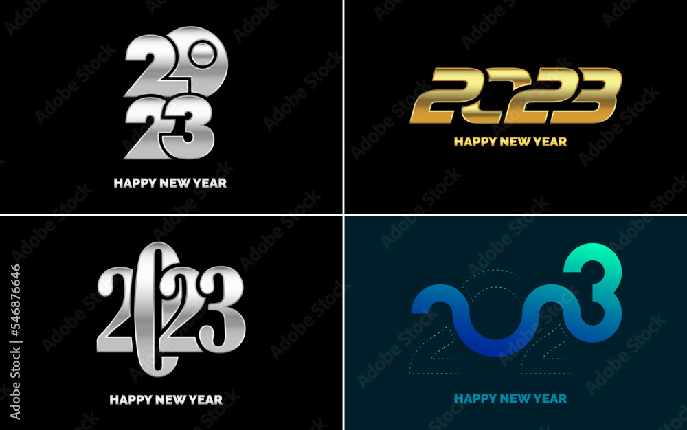 2023 Happy New Year. 2023 number design template. Christmas decor 2023 Happy New Year symbols. Modern Xmas design for banner. social network. cover and calendar. New Year Vector illustration