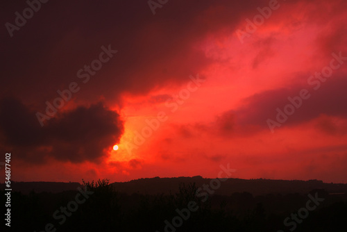 Beautiful red sunset wallpaper. Wonderful red sunset. Beautiful red sunset in the mountains wallpaper.
