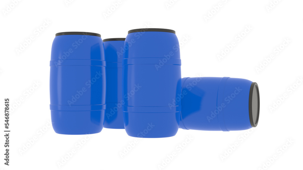 blue plastic water barrels on white background 3d rendering blue plastic water barrels on white background 3d rendering
