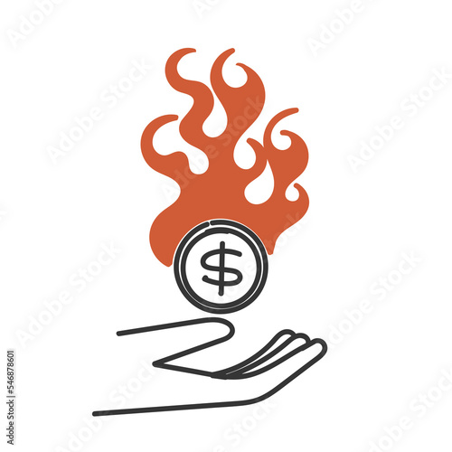hand drawn doodle burning money illustration vector