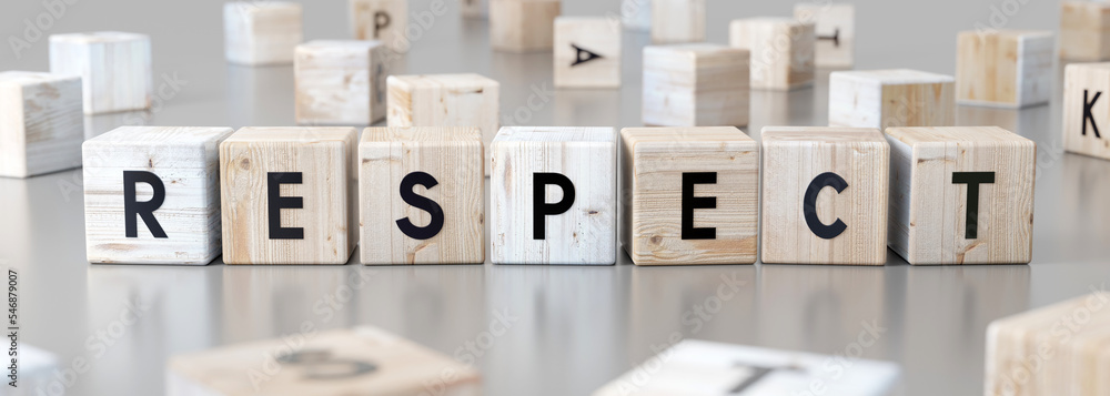 Respect - word on wooden blocks - 3D illustration Respect - word on wooden blocks - 3D illustration