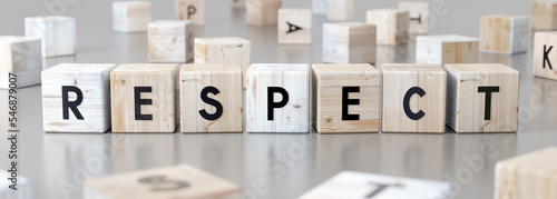 Respect - word on wooden blocks - 3D illustration