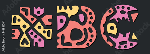 BC Hashtag. Doodle isolate text. Colored curves decorative doodle letters. Hashtag #BC is abbreviation for the Canadian provinces British Columbia for print, clothing, t-shirt, poster, banner, flyer. 