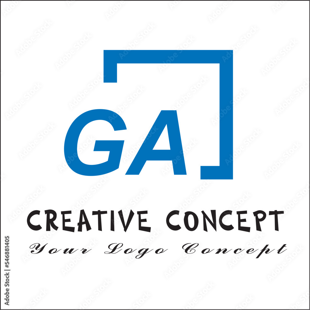 Creative initial letters ga square logo design concept vector Creative initial letters ga square logo design concept vector