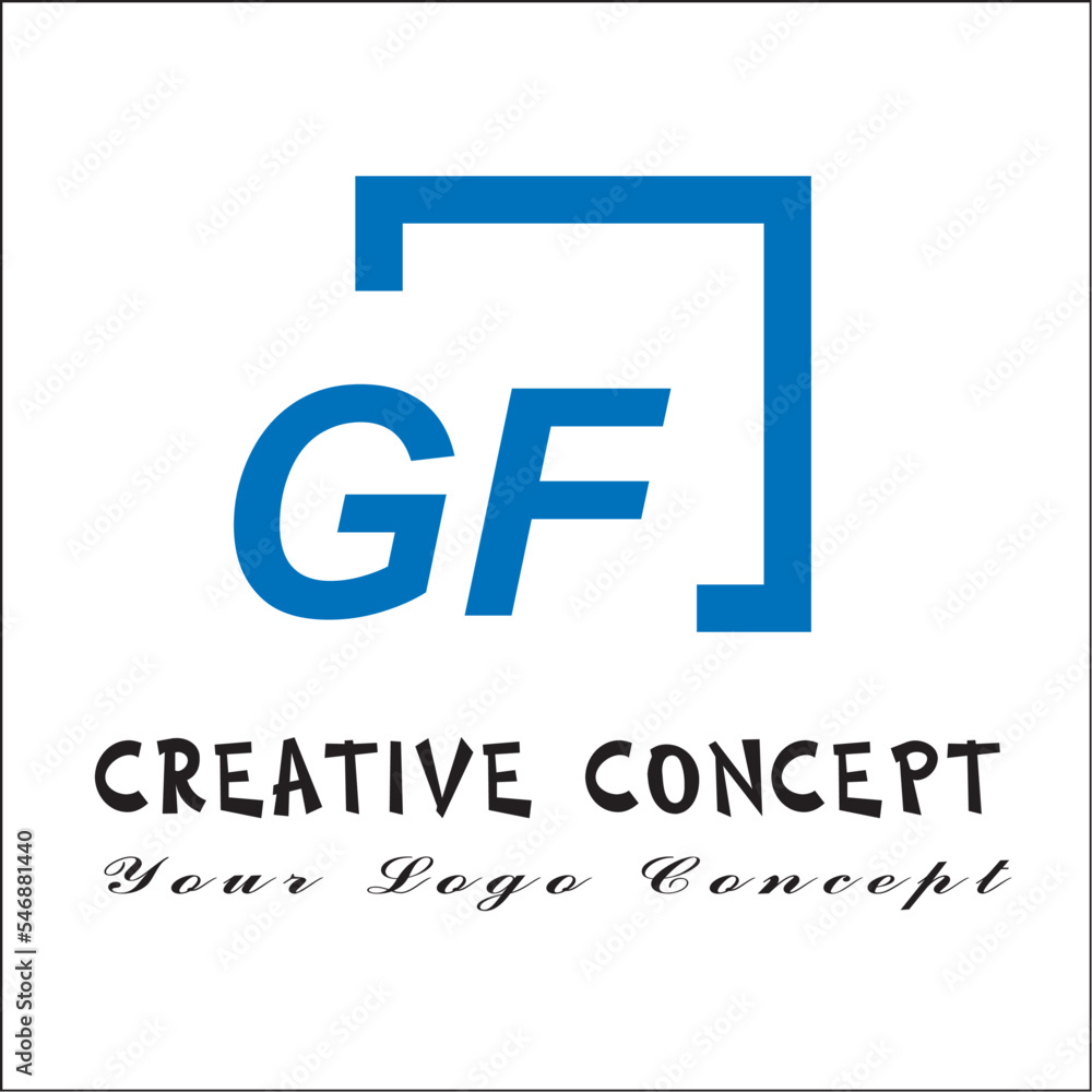 Fototapeta premium Creative initial letters gf square logo design concept vector