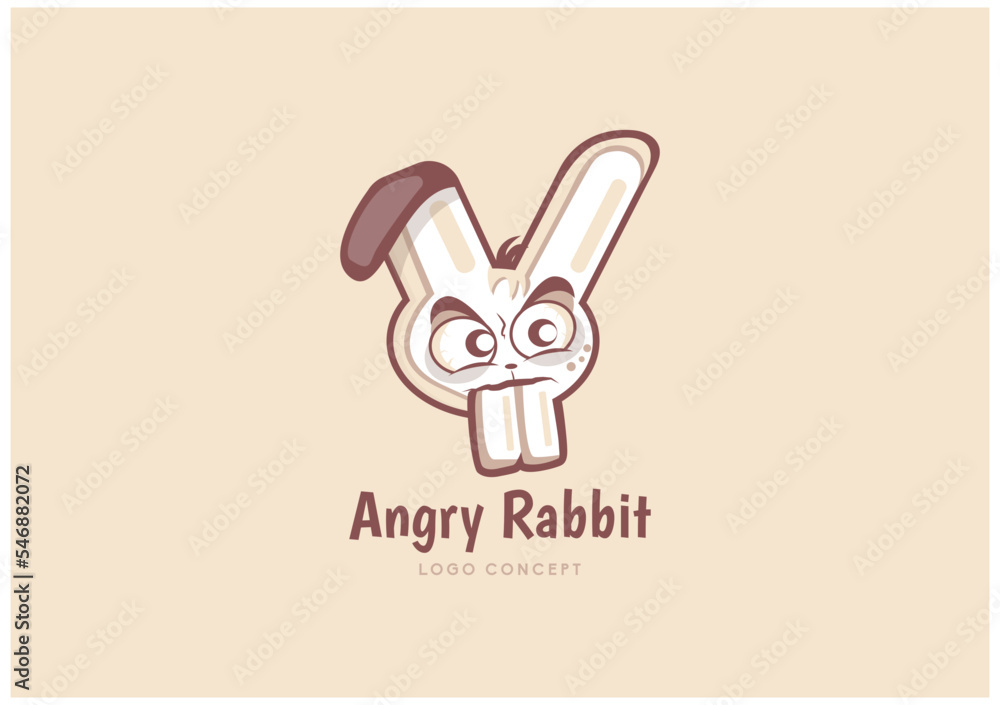 Fototapeta premium Angry rabbit vector illustration, logo concept