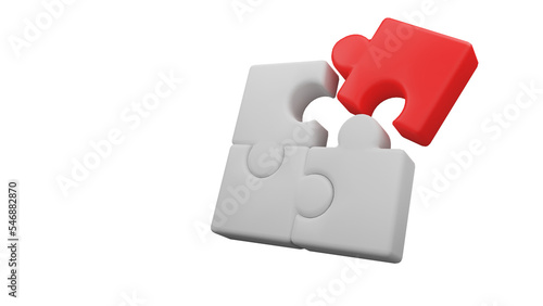 PNG of 3D render of Brainstorming teamwork concept. Jigsaw puzzle pieces icon collaboration in business development