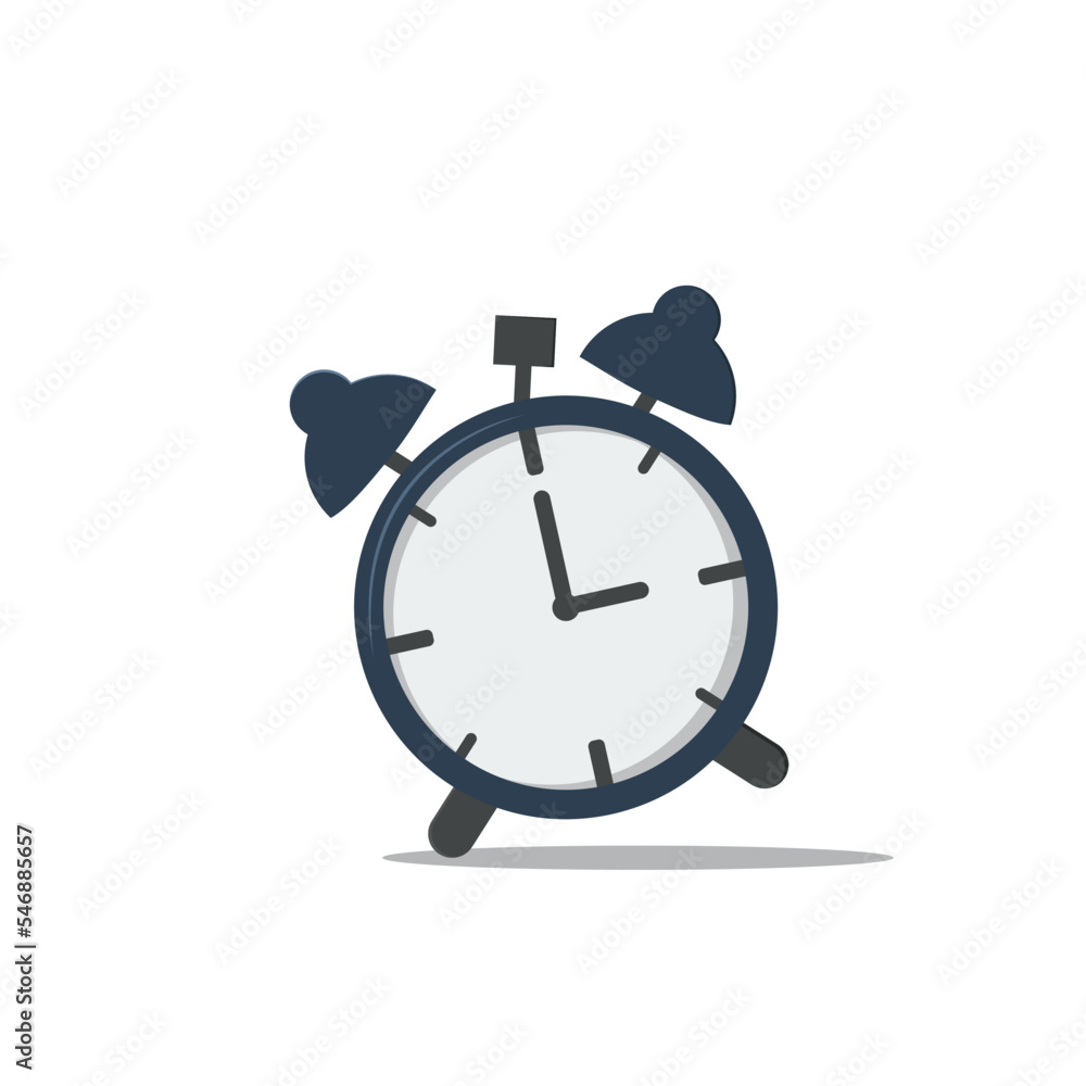 Alarm clock red wake-up time vector. Blue alarm clock illustration in flat style Alarm clock red wake-up time vector. Blue alarm clock illustration in flat style
