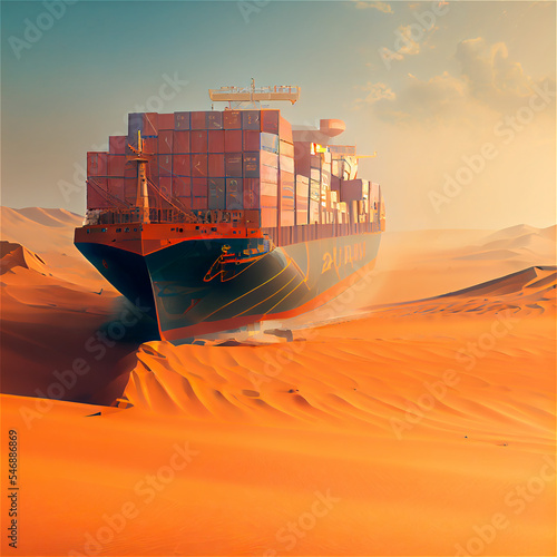 Cargo ship in the dessert