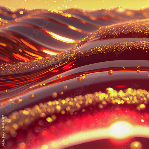 Red and golden liquid backg...