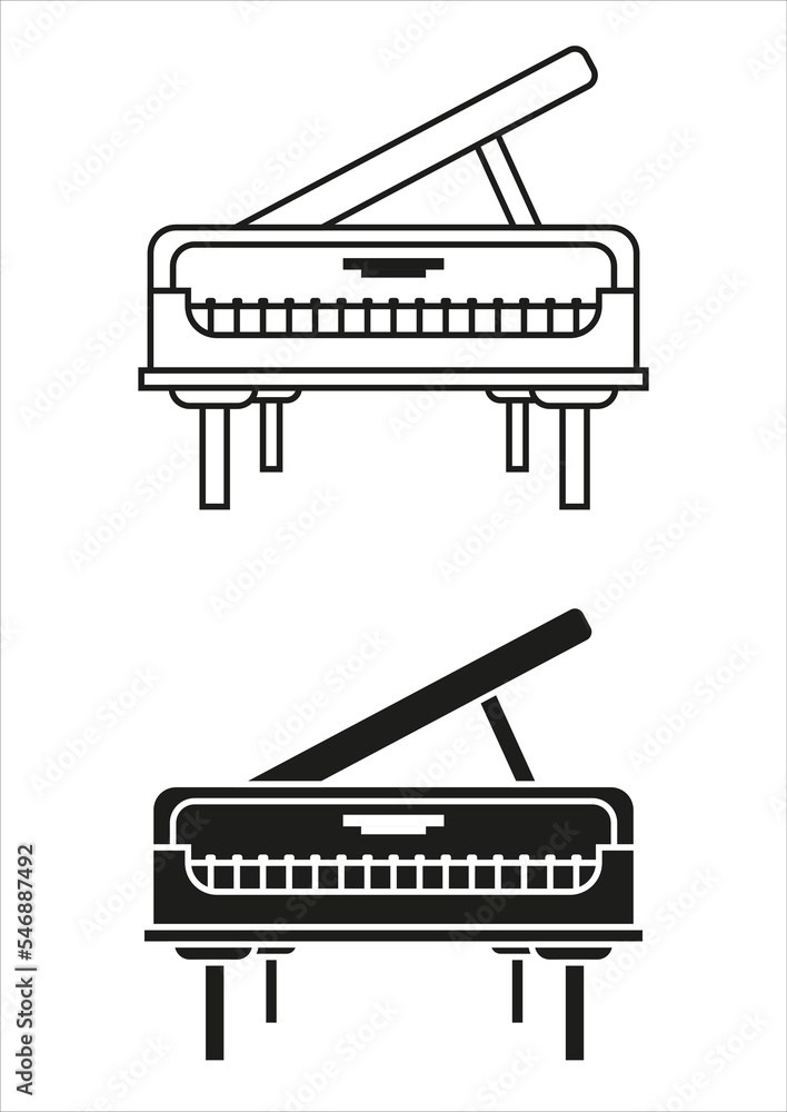 Black And White Piano Icon Flat Design Vector Black And White Piano Icon Flat Design Vector