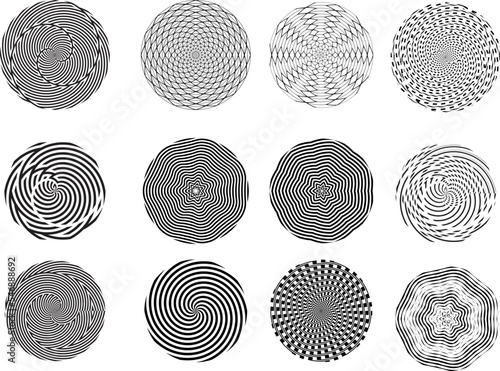 Lines in Circle Form . Spiral Vector Illustration .Technology round Logo . Design element . Abstract Geometric shape . Striped border frame for image