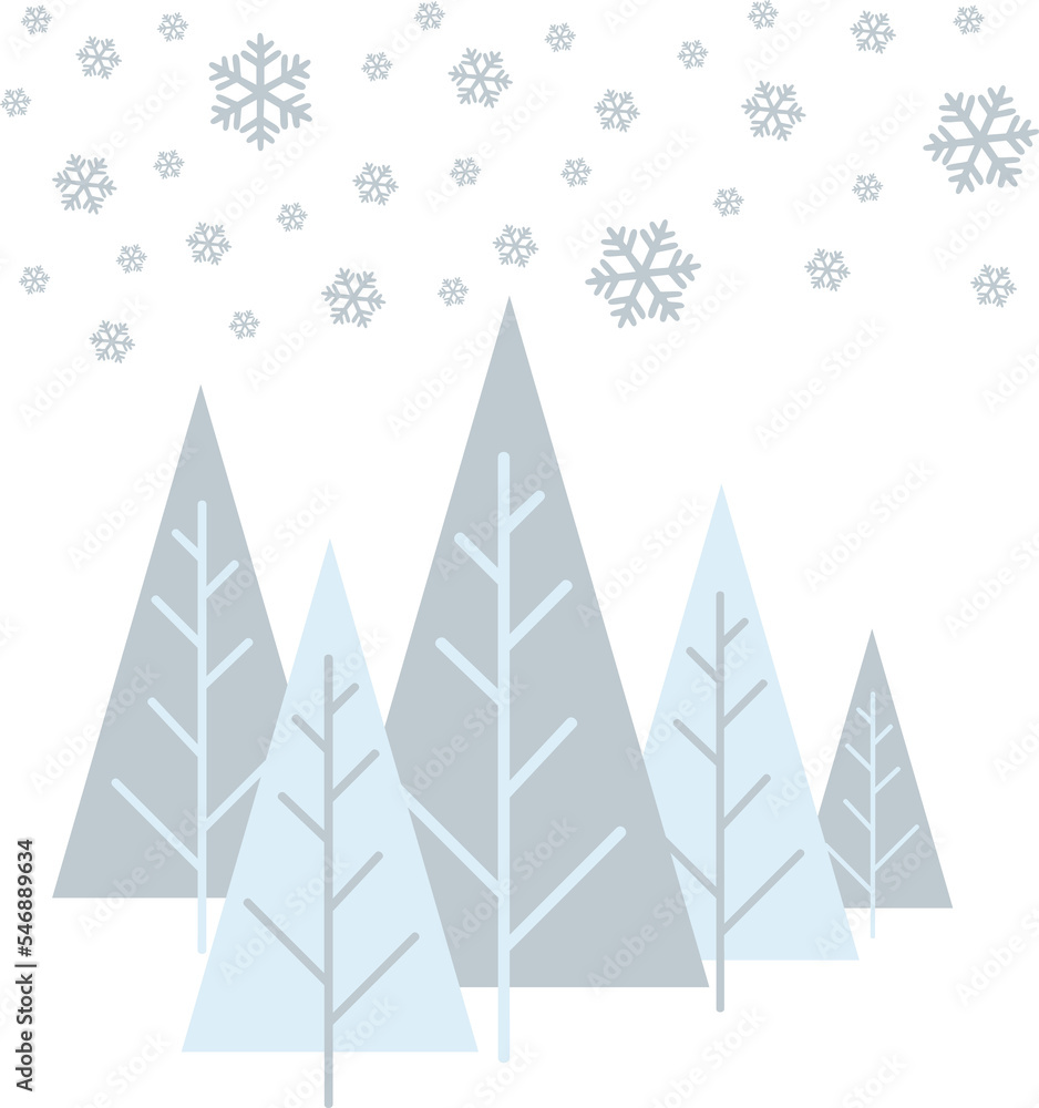 PINES AND SNOWFLAKES IN WINTER PINES AND SNOWFLAKES IN WINTER