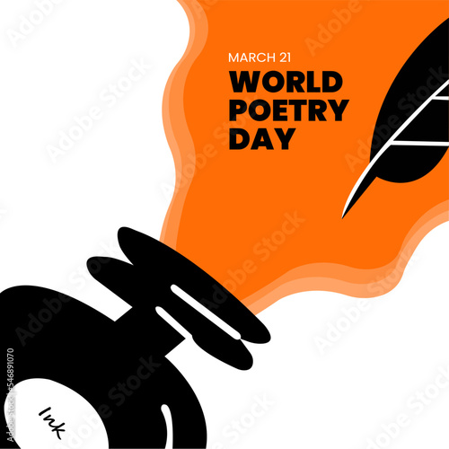 World poetry day, march 21. Vector illustration, greeting card, social media post, banner, poster, flyer, decoration card, invitation card