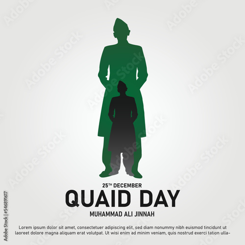 Iconic Portrait of Quaid-e-Azam Muhammad Ali Jinnah. Founder of Pakistan. Vector illustration photo