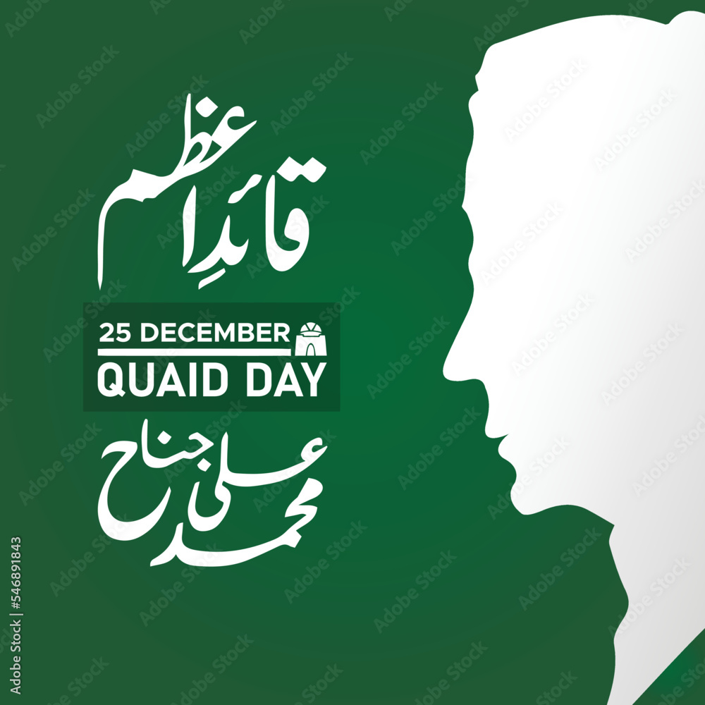 25th December QuaideAzam Day Urdu Vector Calligraphy of Quaid Azam