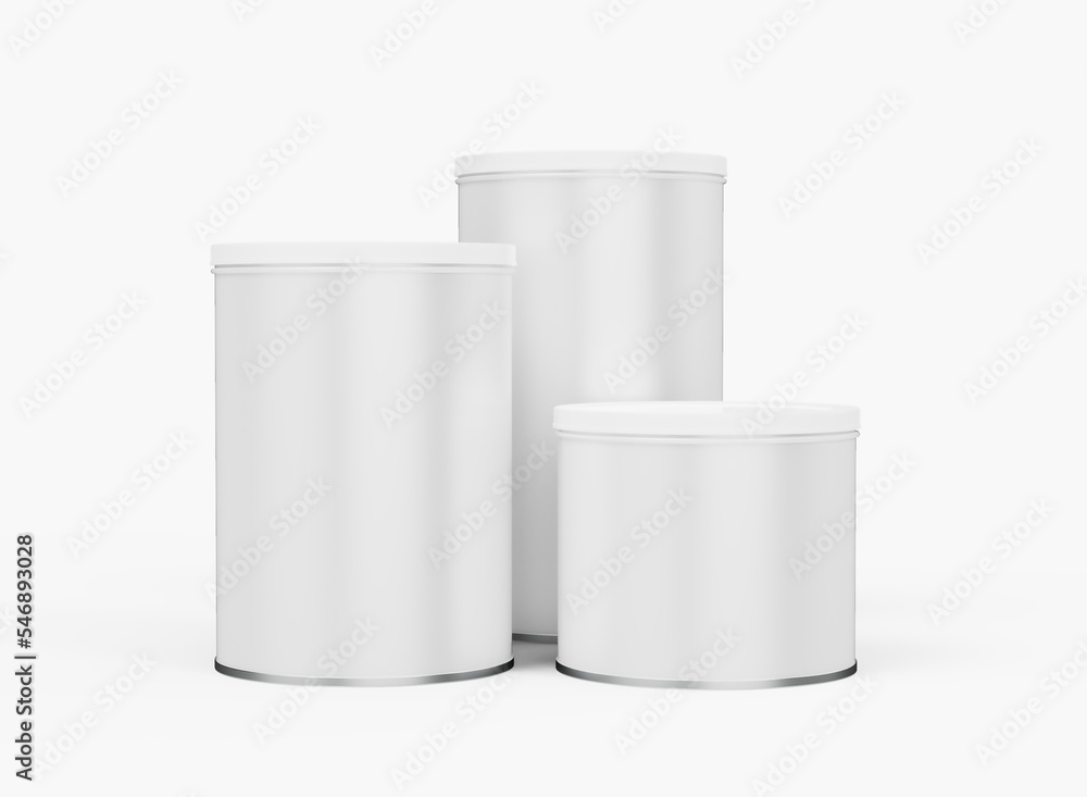 3d Set of Round Tin Cans 3d Set of Round Tin Cans