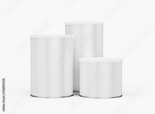 3d Set of Round Tin Cans