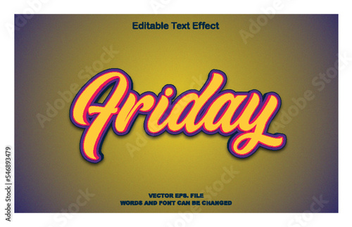 Editable text effect, Friday text with simple color combination effect, friday text, black friday text effect, friday permium editable vector