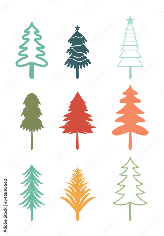 Obraz premium christmas tree design set of decorating with gifts and stars on christmas eve.