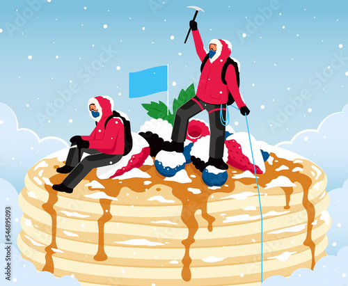 Mountaineers on pancake stack