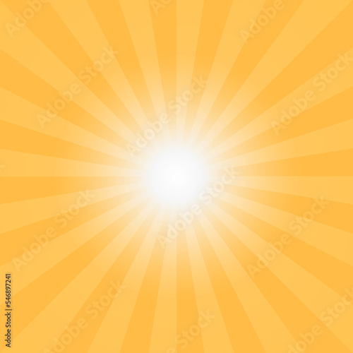 Sunbeams shining vector background square composition in yellow color